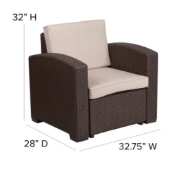 Flash Furniture Chocolate Brown Faux Rattan Outdoor Chair with All-Weather Beige Cushion -Flash Furniture Sale Store GUEST 821c5ae8 9421 435e ac6f 00ab19f2501e