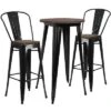 Flash Furniture 24" Round Metal Bar Table Set with Elm Wood Top and 2 Stools