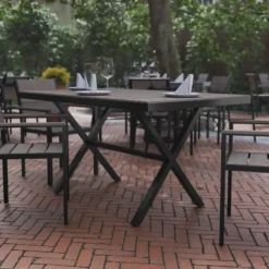 Flash Furniture Finch Commercial Grade X-Frame Outdoor Dining Table - 59" x 35.5"