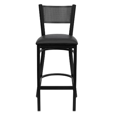 Flash Furniture Black Grid Back Metal Restaurant Barstool 3 Flash Furniture Black Grid Back Metal Restaurant Barstool - Image 3