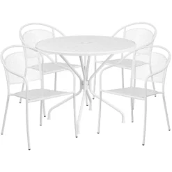 Flash Furniture Oia Commercial Grade 35.25" Round Indoor-Outdoor Steel Patio Table Set with 4 Chairs -Flash Furniture Sale Store GUEST 86a9de90 80ef 45f8 b756 7b258625cc12