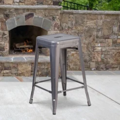 Flash Furniture 24" High Backless Clear Coated Metal Indoor Counter Height Stool