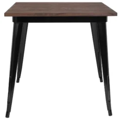 Flash Furniture 31.5" Square Black Metal Indoor Table with Walnut Rustic Wood Top -Flash Furniture Sale Store GUEST 8714a9c1 2ecb 4051 8726 b58868d61dd7