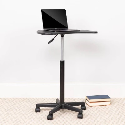 Flash Furniture Adjustable Mobile Laptop Computer Desk with Black Half-Moon Top 3 Flash Furniture Adjustable Mobile Laptop Computer Desk with Black Half-Moon Top - Image 3