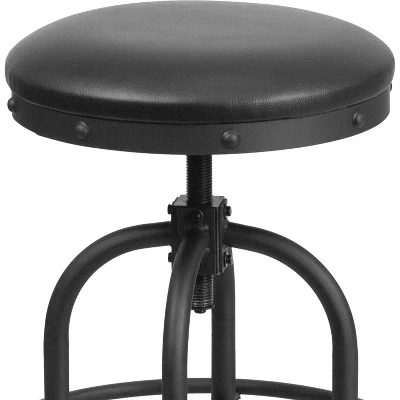 Flash Furniture 24'' Adjustable Counter Height Swivel Stool in Black LeatherSoft 5 Flash Furniture 24'' Adjustable Counter Height Swivel Stool in Black LeatherSoft - Image 5