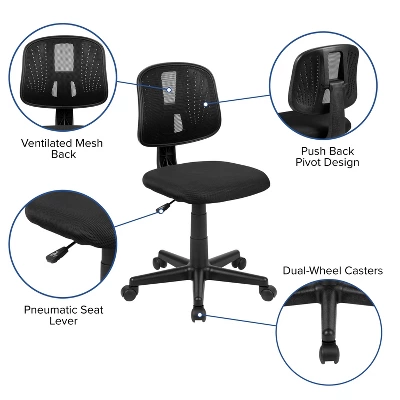 Flash Furniture Fundamentals Mid-Back Mesh Swivel Task Office Chair with Pivot Back 4 Flash Furniture Fundamentals Mid-Back Mesh Swivel Task Office Chair with Pivot Back - Image 4