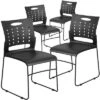 Flash Furniture HERCULES Series Black Sled Base Stack Chairs with Air-Vent Back, Set of 4