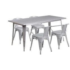 Flash Furniture Commercial Grade 31.5" x 63" Rectangular Metal Indoor-Outdoor Table Set with 4 Arm Chairs 9 Flash Furniture Commercial Grade 31.5" x 63" Rectangular Metal Indoor-Outdoor Table Set with 4 Arm Chairs -Flash Furniture Sale Store GUEST 8c01ea0e 9b3f 4585 96b9 7d07731d0725