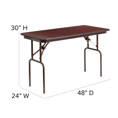 Flash Furniture 4-Foot Mahogany Melamine Laminate Folding Banquet Table 3 Flash Furniture 4-Foot Mahogany Melamine Laminate Folding Banquet Table - Image 3