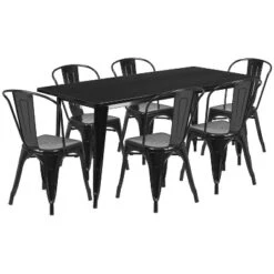 Flash Furniture Commercial Grade 31.5" x 63" Metal Table Set with 6 Stack Chairs -Flash Furniture Sale Store GUEST 8c64b02f e92c 49d6 9aa5 6448b7b661c0