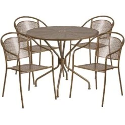 Flash Furniture Oia Commercial Grade 35.25" Round Indoor-Outdoor Steel Patio Table Set with 4 Chairs -Flash Furniture Sale Store GUEST 8ee752a6 8633 4c79 8960 deab83b647c5