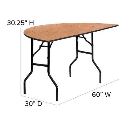 Flash Furniture 5-Foot Half-Round Wood Folding Banquet Table 3 Flash Furniture 5-Foot Half-Round Wood Folding Banquet Table - Image 3