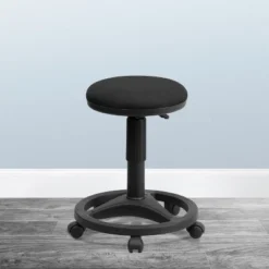Flash Furniture Black Ergonomic Stool with Foot Ring and Swivel Seat