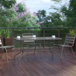 Flash Furniture Tory 31.5" x 55" Rectangular Glass Metal Outdoor Table with Umbrella Hole -Flash Furniture Sale Store GUEST 92de6362 0e4f 4f5d af1b 21435b33773e