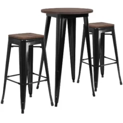 Flash Furniture 24" Round Metal Bar Table Set with Wood Top and 2 Stools -Flash Furniture Sale Store GUEST 939c836d 1c55 449b bdc8 a1d8154122bc