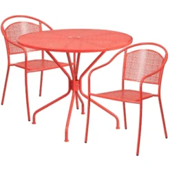 Flash Furniture Oia Commercial Grade 35.25" Round Indoor-Outdoor Steel Patio Table Set With 2 Round Back Chairs -Flash Furniture Sale Store GUEST 93d04c4e bcf1 4f99 bb69 70829bab2784