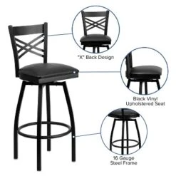 Flash Furniture Black "X" Back Swivel Metal Barstool with Upholstered Seat -Flash Furniture Sale Store GUEST 94bb9833 4b48 4b4d 89dc e470fe4db6be