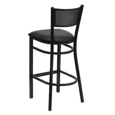 Flash Furniture Black Grid Back Metal Restaurant Barstool 1 Flash Furniture Black Grid Back Metal Restaurant Barstool