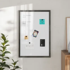 Flash Furniture Bristol Wall Mount White Board with Black Pine Frame and Accessories