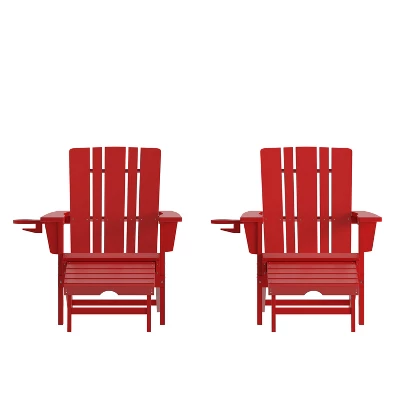 Flash Furniture Halifax All-Weather HDPE Adirondack Chair with Pull-Out Ottoman 14 Flash Furniture Halifax All-Weather HDPE Adirondack Chair with Pull-Out Ottoman - Image 14
