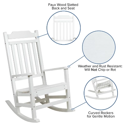 Flash Furniture Winston All-Weather Rocking Chair Set of 2 with Accent Table 4 Flash Furniture Winston All-Weather Rocking Chair Set of 2 with Accent Table - Image 4