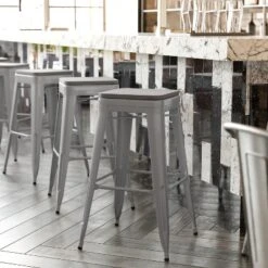 Flash Furniture Cierra Set of 4 Backless 30-Inch Metal Indoor Bar Stools