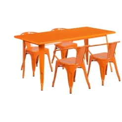 Flash Furniture Commercial Grade 31.5" x 63" Rectangular Metal Indoor-Outdoor Table Set with 4 Arm Chairs 10 Flash Furniture Commercial Grade 31.5" x 63" Rectangular Metal Indoor-Outdoor Table Set with 4 Arm Chairs -Flash Furniture Sale Store GUEST 9e2251cd a765 4866 a598 250a555ae5ca