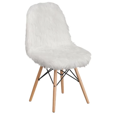 Flash Furniture Shaggy Dog White Faux Fur Accent Chair with Wood Legs 13 Flash Furniture Shaggy Dog White Faux Fur Accent Chair with Wood Legs - Image 13