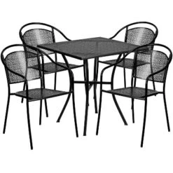 Flash Furniture Oia Commercial Grade 28" Square Indoor-Outdoor Steel Patio Table Set with 4 Round Back Chairs -Flash Furniture Sale Store GUEST 9fdfcd71 37ef 4192 bfce f331a2f8c06c