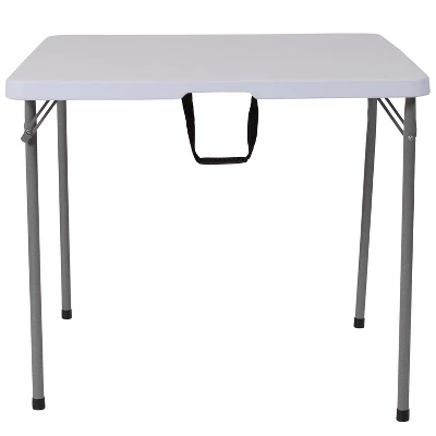 Flash Furniture 2.79-Foot Square Bi-Fold White Plastic Folding Table with Carrying Handle 2 Flash Furniture 2.79-Foot Square Bi-Fold White Plastic Folding Table with Carrying Handle - Image 2