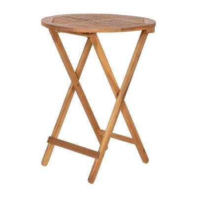 Flash Furniture Acacia Wood Indoor/Outdoor Folding Bistro Set - 3 Piece Natural 2 Flash Furniture Acacia Wood Indoor/Outdoor Folding Bistro Set - 3 Piece Natural - Image 2