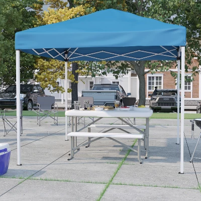 Flash Furniture 8'x8' Pop Up Event Canopy Tent with Folding Table and Bench Set 1 Flash Furniture 8'x8' Pop Up Event Canopy Tent with Folding Table and Bench Set