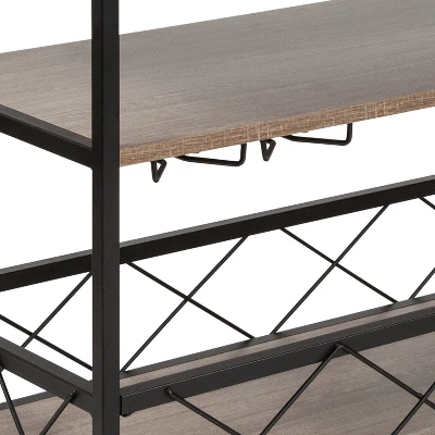 Flash Furniture Buckhead Distressed Oak and Iron Kitchen Serving Bar Cart 4 Flash Furniture Buckhead Distressed Oak and Iron Kitchen Serving Bar Cart - Image 4