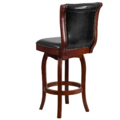 Flash Furniture 30'' High Wood Barstool with Button Tufted Back and Swivel Seat