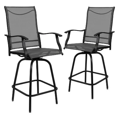 Flash Furniture Valerie Set of 2 All-Weather Textilene Swivel Patio Bar Stools 15 Flash Furniture Valerie Set of 2 All-Weather Textilene Swivel Patio Bar Stools - Image 15