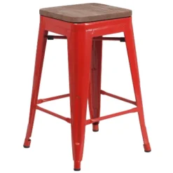 Flash Furniture 24" Backless Metal Counter Stool with Wood Seat -Flash Furniture Sale Store GUEST a2548d68 4da9 4fbc a113 2e5819096218
