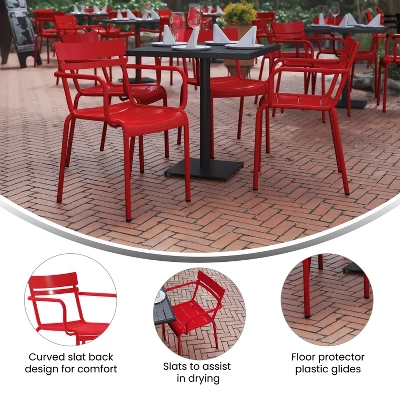 Flash Furniture Nash Commercial Grade Steel Indoor-Outdoor Stackable Chairs with Arms - Set of 4 5 Flash Furniture Nash Commercial Grade Steel Indoor-Outdoor Stackable Chairs with Arms - Set of 4 - Image 5