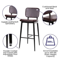 Flash Furniture Kenzie Commercial Grade LeatherSoft Mid-Back Barstools - Set of 2 -Flash Furniture Sale Store GUEST a31605ed b434 45a4 82bb aa576aa4bdca