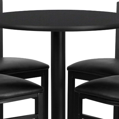 Flash Furniture 30'' Round Laminate Table Set with X-Base and 4 Ladder Back Metal Barstools 3 Flash Furniture 30'' Round Laminate Table Set with X-Base and 4 Ladder Back Metal Barstools - Image 3