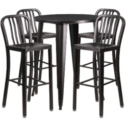 Flash Furniture Commercial Grade 30" Round Metal Indoor-Outdoor Bar Table Set with 4 Vertical Slat Back Stools -Flash Furniture Sale Store GUEST a3767f18 e66f 4a76 9e9e 7cd04dde9012