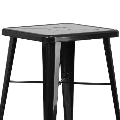 Flash Furniture Commercial Grade 23.75" Square Metal Bar Table Set with 2 Backed Stools 5 Flash Furniture Commercial Grade 23.75" Square Metal Bar Table Set with 2 Backed Stools - Image 5