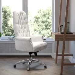 Flash Furniture High Back Tufted White LeatherSoft Executive Office Chair