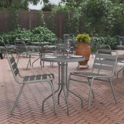 Flash Furniture Bellamy 23.75" Silver Round Tempered Glass Table