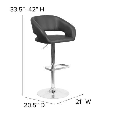 Flash Furniture Contemporary Vinyl Adjustable Height Barstool with Mid-Back 3 Flash Furniture Contemporary Vinyl Adjustable Height Barstool with Mid-Back - Image 3