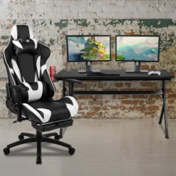 Flash Furniture Gaming Desk & Reclining Racing Chair Set with Footrest