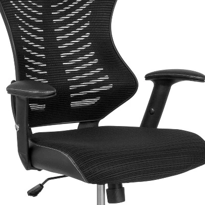 Flash Furniture High Back Designer Black Mesh Drafting Chair with LeatherSoft Sides 4 Flash Furniture High Back Designer Black Mesh Drafting Chair with LeatherSoft Sides - Image 4