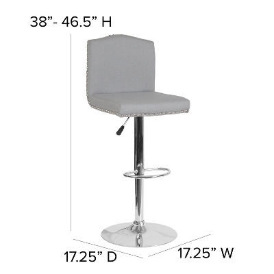 Flash Furniture Bellagio Contemporary Adjustable Height Crown Back Barstool with Accent Nail Trim 3 Flash Furniture Bellagio Contemporary Adjustable Height Crown Back Barstool with Accent Nail Trim - Image 3