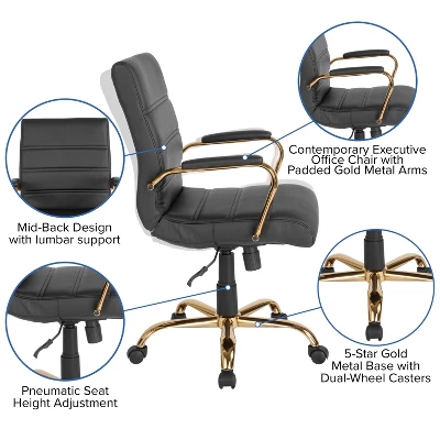 Flash Furniture Mid-Back Executive Swivel Office Chair with Chrome Arms 2 Flash Furniture Mid-Back Executive Swivel Office Chair with Chrome Arms - Image 2