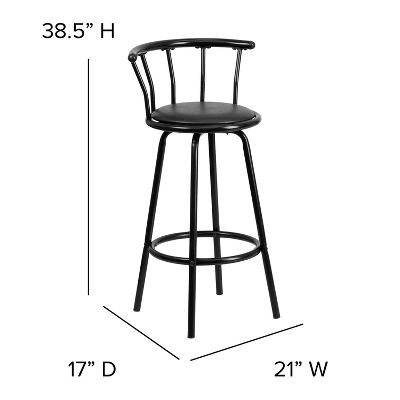 Flash Furniture Crown Back Black Metal Barstool with Swivel Black Vinyl Seat 5 Flash Furniture Crown Back Black Metal Barstool with Swivel Black Vinyl Seat - Image 5