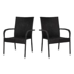Flash Furniture Maxim Indoor/Outdoor Wicker Dining Chairs With Fade & Weather-Resistant Steel Frames For Patio And Deck -Flash Furniture Sale Store GUEST aa7d979c 3c4a 4ab3 a584 1793205d0e2a